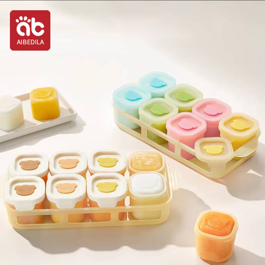 Baby Food Containers Glass - AIBEDILA Bandeja de Silicone para Congelar