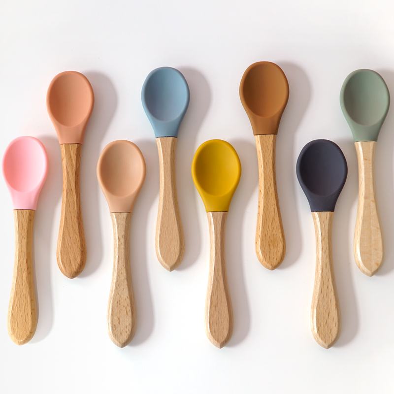 Baby Food Bites - Colher de silicone com cabo de